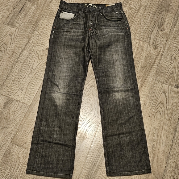575 Denim Button Fly Straight Leg Distressed Jeans - Black - Size 31x32 - Picture 1 of 12